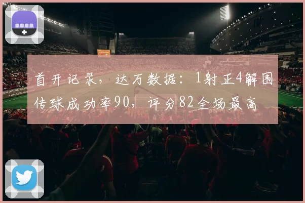 首开记录，达万数据：1射正4解围传球成功率90，评分82全场最高